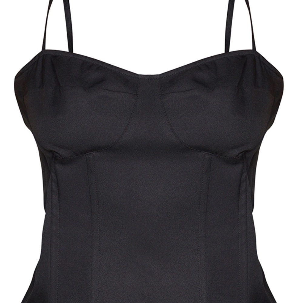 PrettyLittleThing Black Structured Corset Top